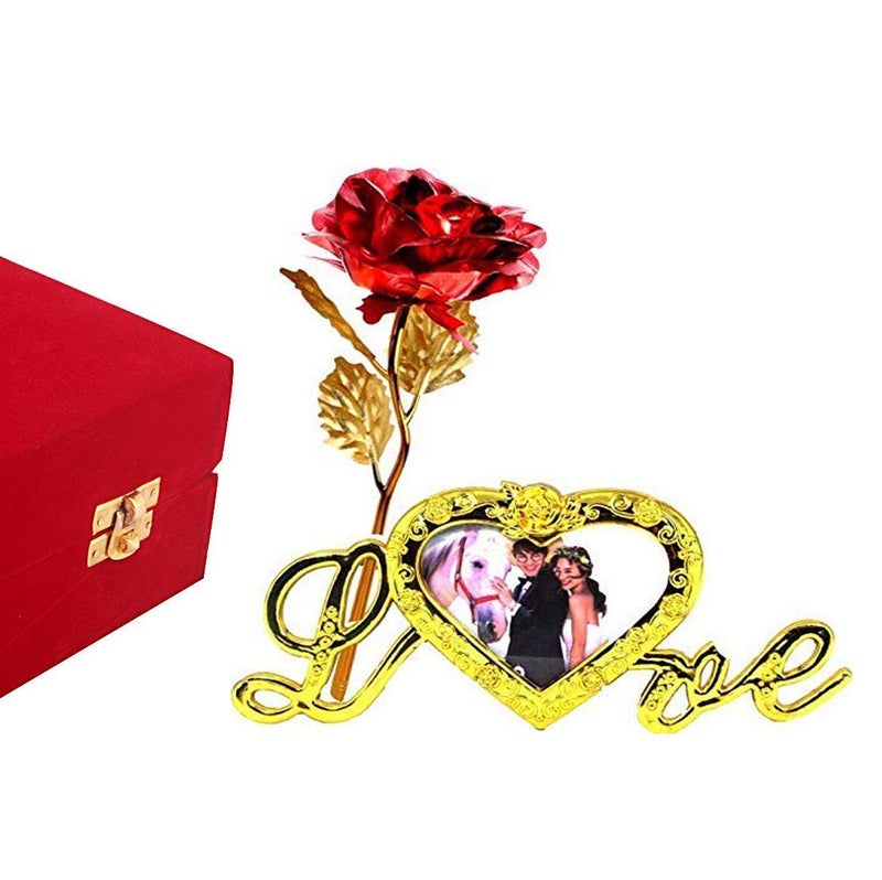Lavanaya Silver Lavanaya Silver 22K Gold Rose with Love Stand and Gift Box Romantic Dcor Accent Ideal Gift for Special Occasions Pack of 1 Size 10 inches - Image 2