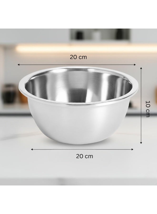 Sweet Home Stainless Steel Round Basin – 20 cm | Durable Food-Grade Mixing & Washing Bowl for Kitchen Use - Image 2