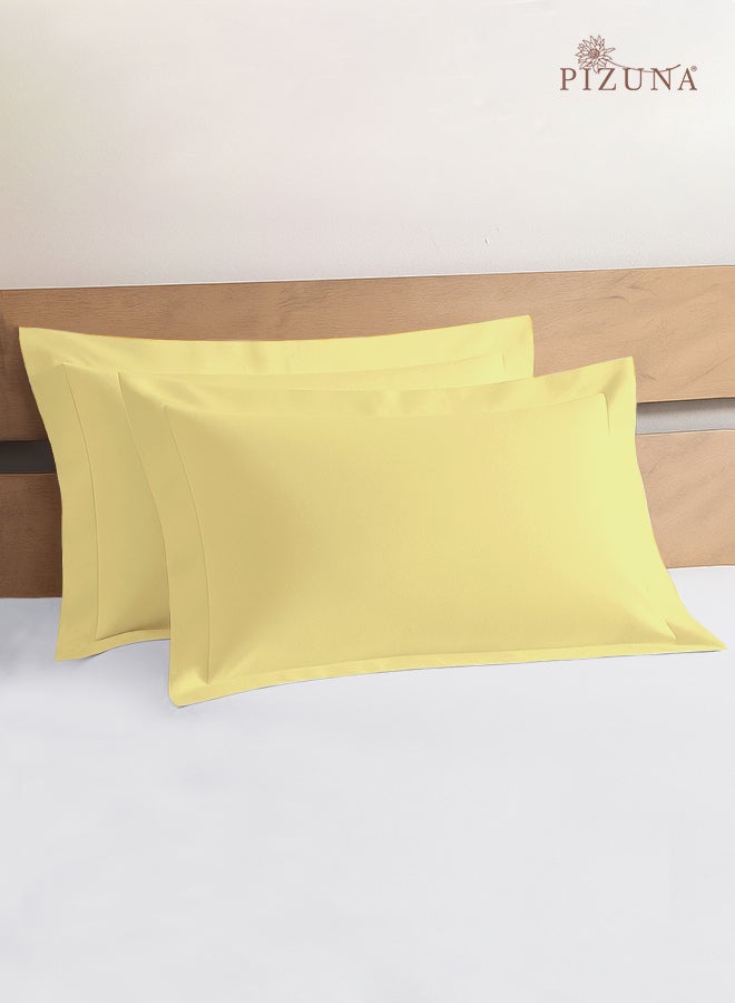 Pizuna Pure 100% Cotton King Size Pillow Case 50x90 cm Mellow Yellow, 400 Thread Count Soft Luxurious Long Staple Cotton Sateen Weave Pillow Cover With 5 cm Hem (Cooling Pillowcase - 2 PC) - Image 1