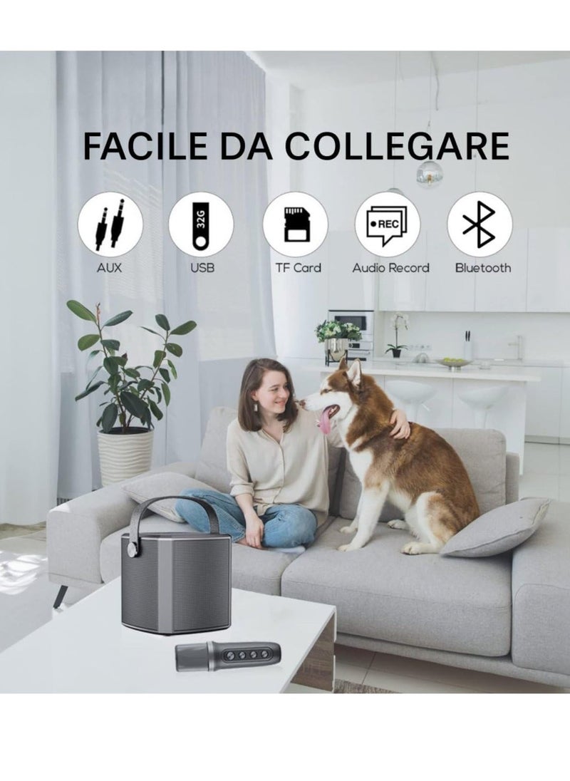 ELTRAZONE Portable Bluetooth Karaoke Speaker with Rechargeable Wireless Microphone, Type-C Charging, Multiple Voice Modes, TF Card Support, Black – Perfect for Parties, Karaoke & Home Entertainment - Image 4