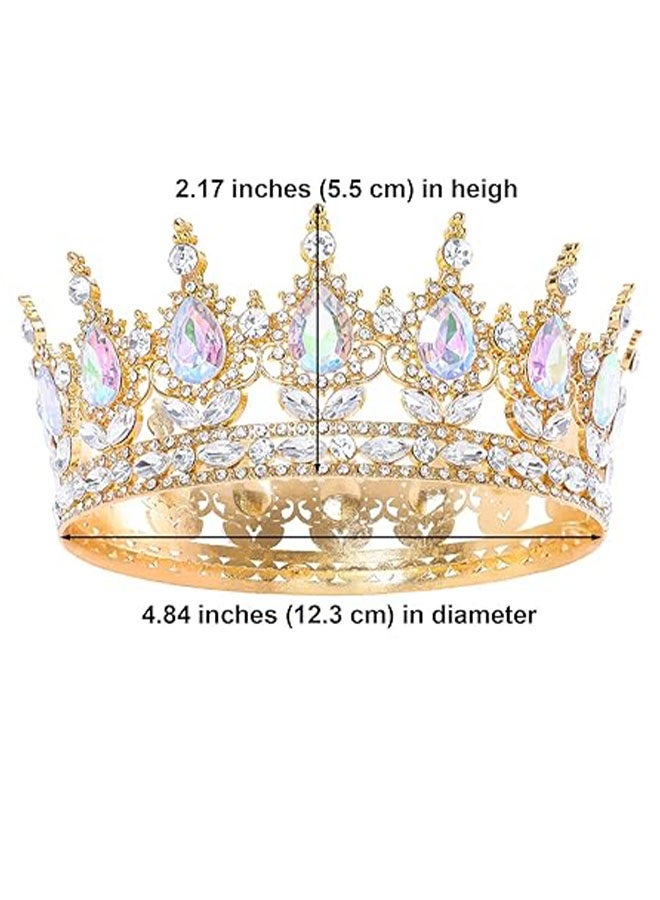 Happy D Gold Crown for Women, Queen Crown Rhinestone Wedding Crowns and Tiaras Crystal Bridal Hair Accessories for Princess Party Birthday Costume Photo Props - Image 3