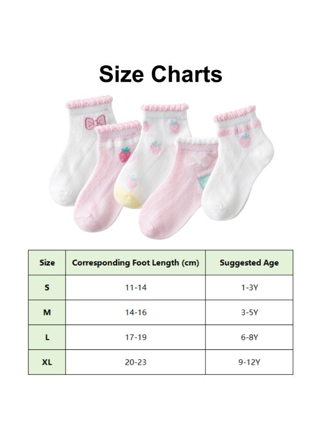 5 أزواج من الجوارب القطنية الشبكية المسامية للبنات الصغار,S