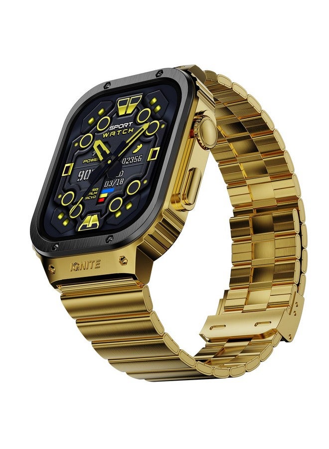 Fire-Boltt ساعة فاير بولت مافريك الذكية 51.308 مم (2.02 بوصة) شاشة IPS، مظهر فاخر من الفولاذ المقاوم للصدأ، دقة 320 × 385 بكسل، مكالمات بلوتوث، مساعد صوتي (أسود ذهبي) - Image 1