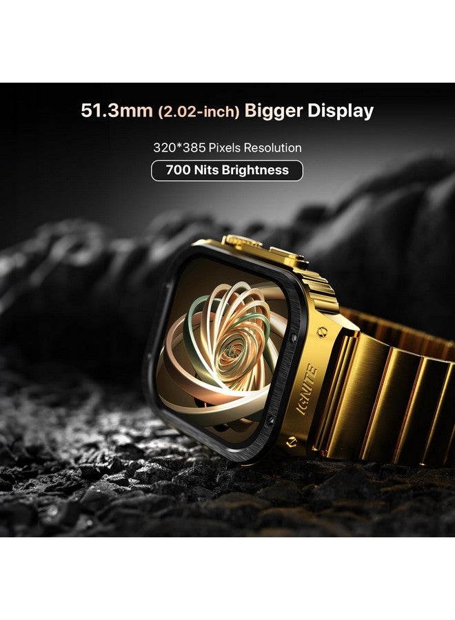 Fire-Boltt ساعة فاير بولت مافريك الذكية 51.308 مم (2.02 بوصة) شاشة IPS، مظهر فاخر من الفولاذ المقاوم للصدأ، دقة 320 × 385 بكسل، مكالمات بلوتوث، مساعد صوتي (أسود ذهبي) - Image 3