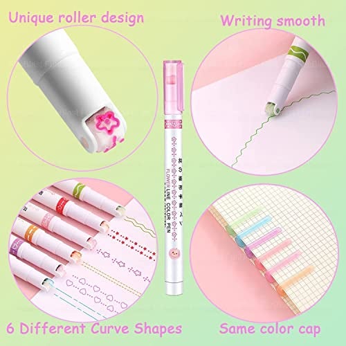 HUBTURE Linear Color Pen Highlighter Pen Set Line Markers Colors For Adults&Kids,Roller Line Marker Pen,School Stationery Kit,Roller Line Markers For Drawing,Journaling,Scrapbooking,Green - Image 2