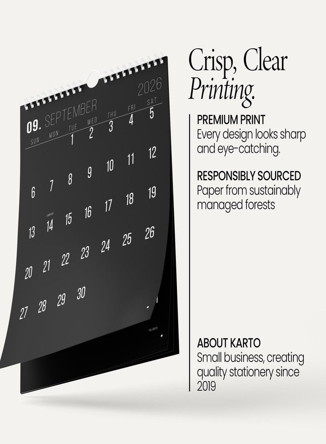 Karto Wall Calendar 2026 - Vertical 11x17 inch January 2026 to June 2027 - Boost Your Productivity and Easy Planning with the Aesthetic Monthly Calendar - All Black - Image 3