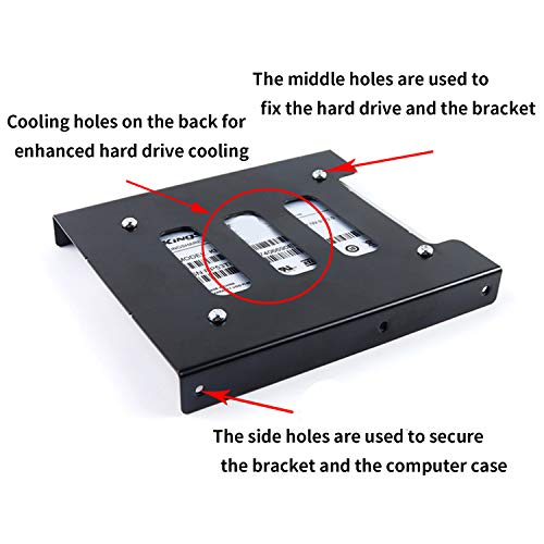 SAISN HDD SSD Mounting Bracket 2.5 to 3.5 Adapter Hard Drive Holder (Single Drive, 2 Pack + Blue SATA III Cables) - Image 4