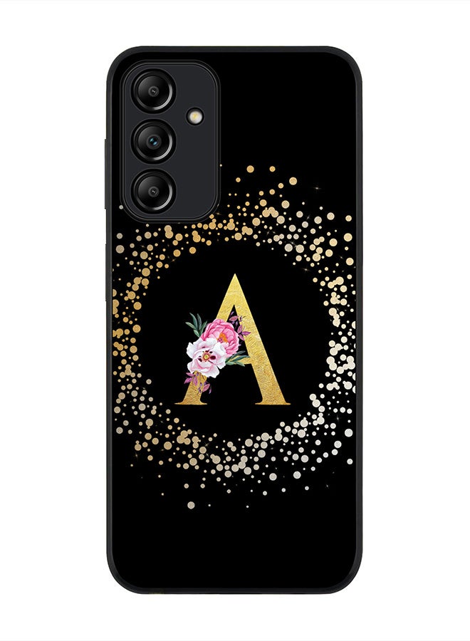 Stylizedd Rugged Black edge case for Samsung Galaxy A15 / A15 5G Case Cover- Custom Monogram Initial Letter Floral Pattern Alphabet- A (Black) - Image 1
