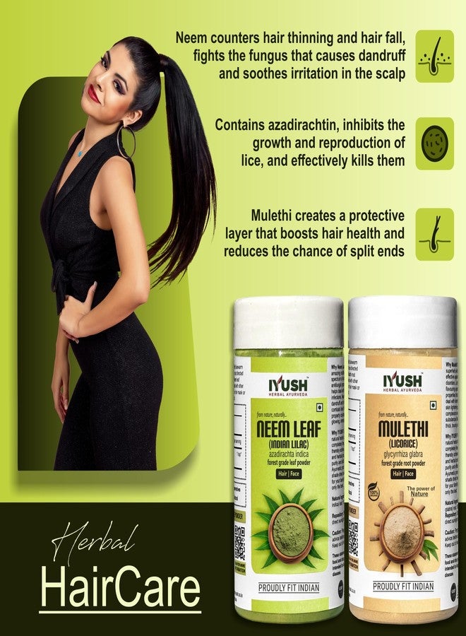 IYUSH Herbal Ayurveda Neem Powder and Mulethi Powder - 100gm each For Face And Hair Nourishment - Image 3