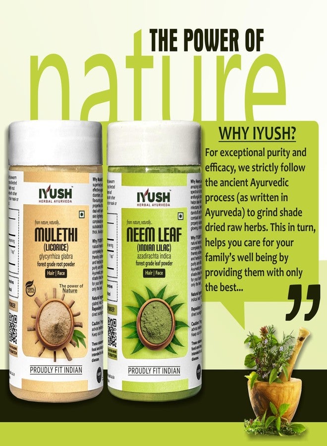 IYUSH Herbal Ayurveda Neem Powder and Mulethi Powder - 100gm each For Face And Hair Nourishment - Image 5