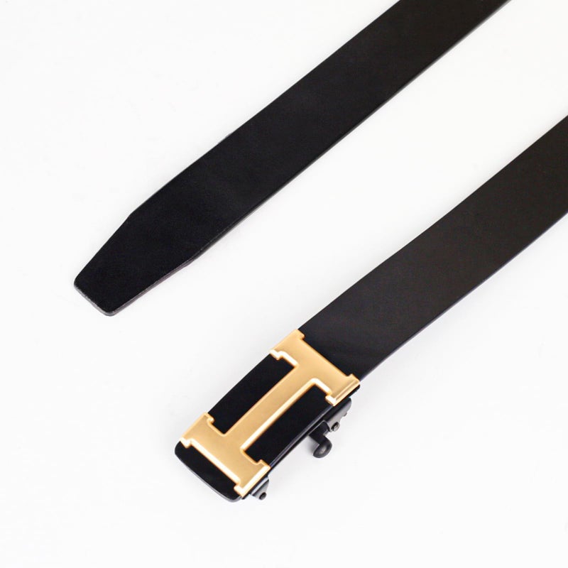 Aurolran Men&Womens Leather Dress Belt Business Automatic Buckle Belt Color-Black Silver Gold - Image 4