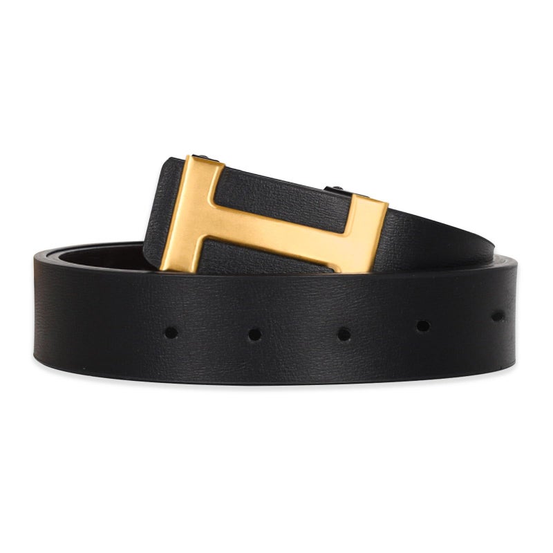 Aurolran Men&Womens Leather Dress Belt Business Automatic Buckle Belt Color-Black Silver Gold - Image 1