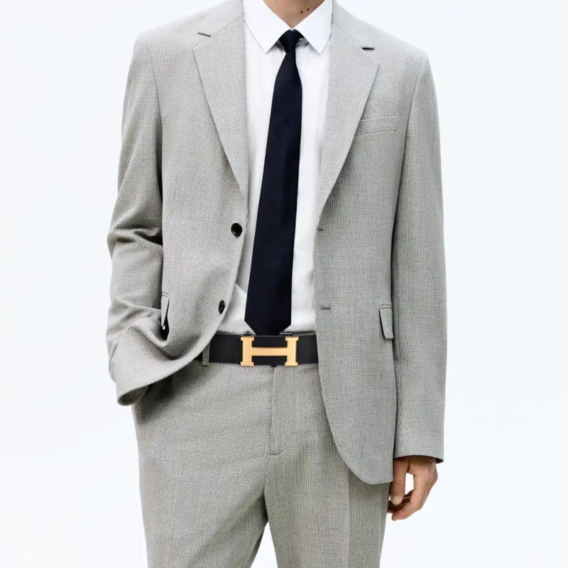 Aurolran Men&Womens Leather Dress Belt Business Automatic Buckle Belt Color-Black Silver Gold - Image 3