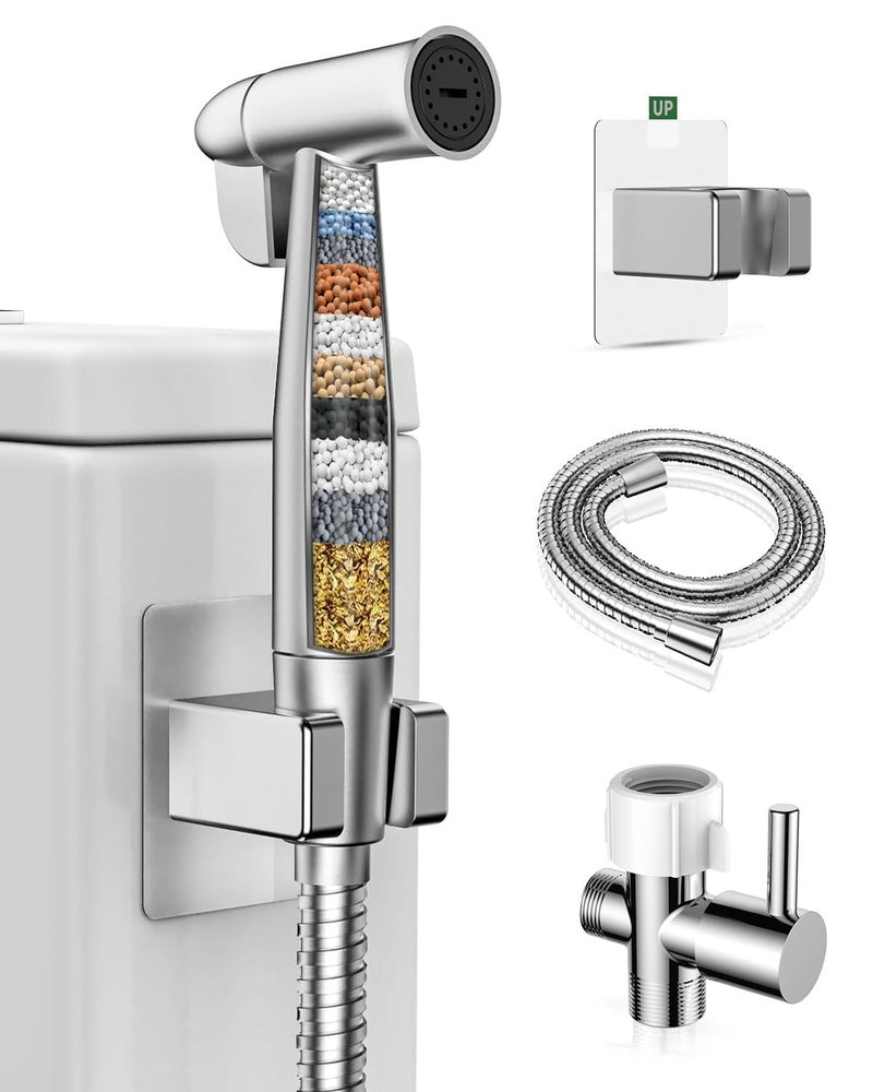 PWERAN Handheld Bidet Sprayer for Toilet with Water Filter, Stainless Jet Spray for Toilet with Adjustable Pressure,47in Leak-Proof Hose for Muslim Shower,Feminine Wash, Diaper Cloth Washing - Image 1