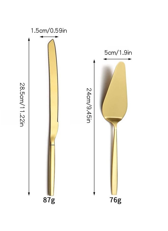 SHABILI 2Pcs Wedding Cake Knife and Server Set, Premium Cake Cutter includes Cake Knife and Pie Server, Stainless Steel Cake Cutting Set for Wedding, Birthday, Anniversary, Gold  - Image 4