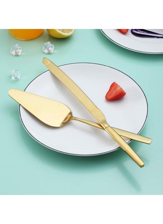 SHABILI 2Pcs Wedding Cake Knife and Server Set, Premium Cake Cutter includes Cake Knife and Pie Server, Stainless Steel Cake Cutting Set for Wedding, Birthday, Anniversary, Gold  - Image 5