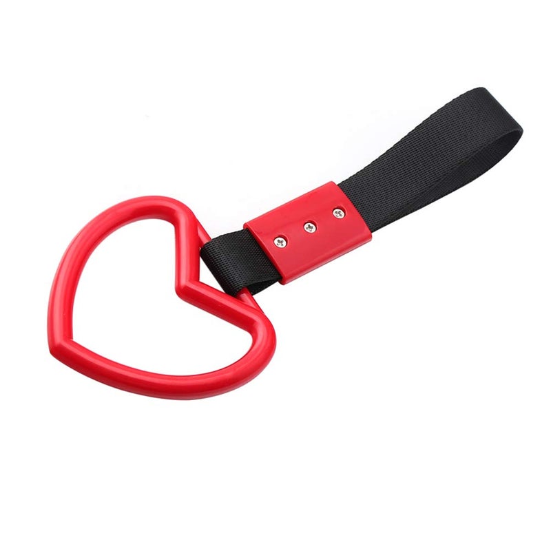 DSkoiph 1 PC Heart JDM Tsurikawa Hang Ring Subway Train Bus Handle Hand Strap Drift for Car (Heart: Red/Black) - Image 2