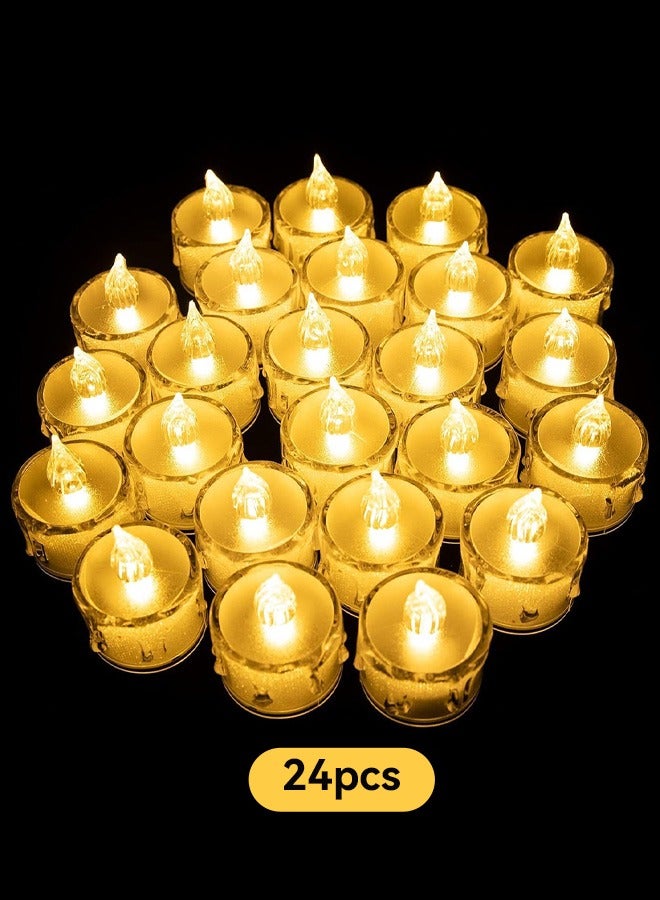 Tersely 24-Pack Gold Flameless LED Tea Lights Realistic Battery Operated Votive Candles for Diwali, Weddings, & Festivals Ideal for Table Decorations and Celebrations - Warm White - Image 3