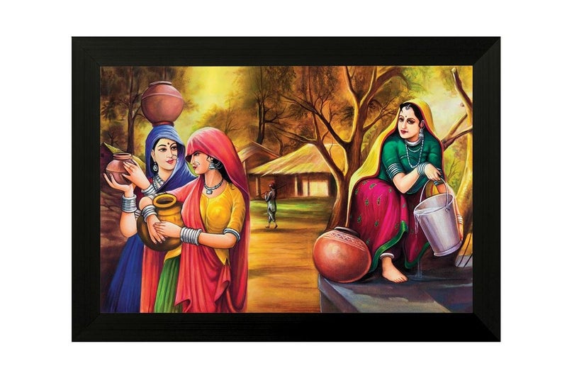 SAF paintings Rajasthani Large Figurative Painting (35 x 3 x 50 cms, Large Painting) SANFAA6188 - Image 1