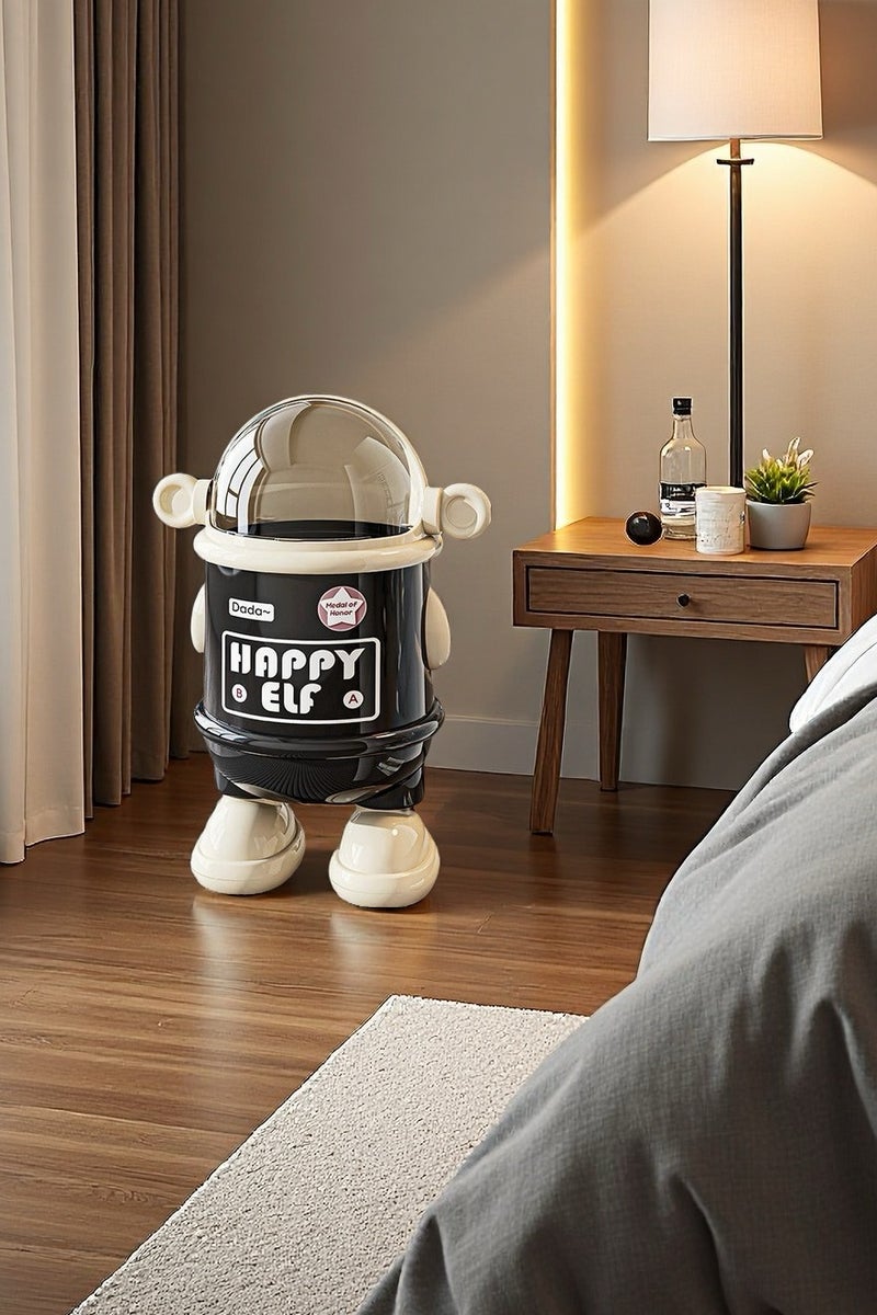 Cartoon-style Trash Can with Lid, Large Capacity Garbage Bin - Multi-functional Dustproof Storage Container | Decorative Wastebasket with Cover for Living Room, Kitchen, Bedroom, Office | Cute Covered Waste Bin with Spacious Storage（A） - Image 1