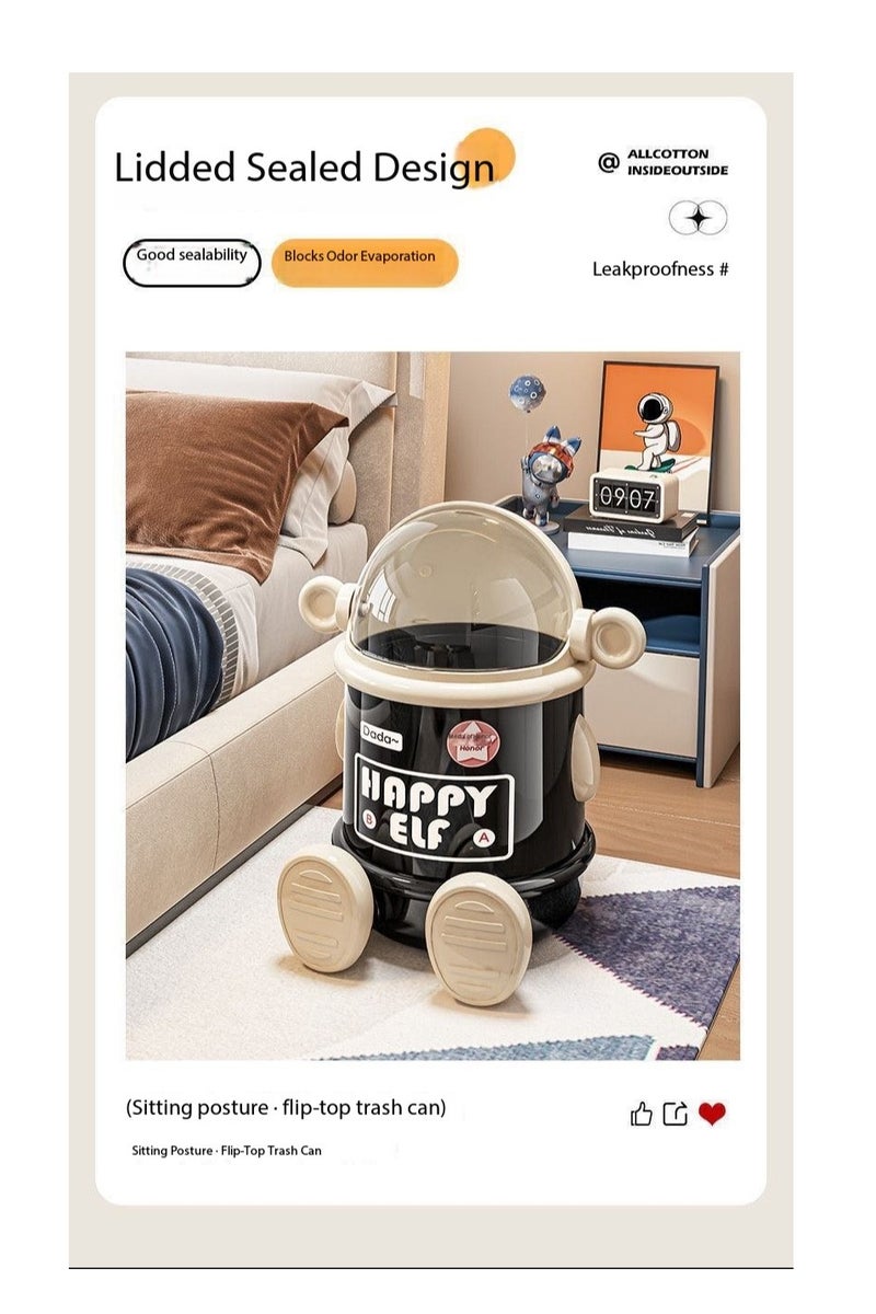 Cartoon-style Trash Can with Lid, Large Capacity Garbage Bin - Multi-functional Dustproof Storage Container | Decorative Wastebasket with Cover for Living Room, Kitchen, Bedroom, Office | Cute Covered Waste Bin with Spacious Storage（A） - Image 5