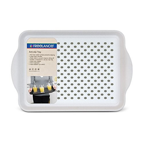 Freelance Anti Slip Serving Tray - 40.2 x 27 cm - White - Non-Slip Rubber Surface, Break-Resistant - Versatile Anti Skid PP Plastic Kitchen & Dining/Coffee Table Trays for Breakfast/Food/Tea - Image 4