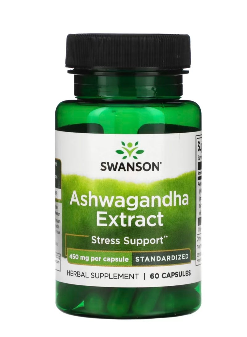 سوانسون مستخلص الأشواغاندا القياسي 450 مجم 60 كبسولة - Image 1
