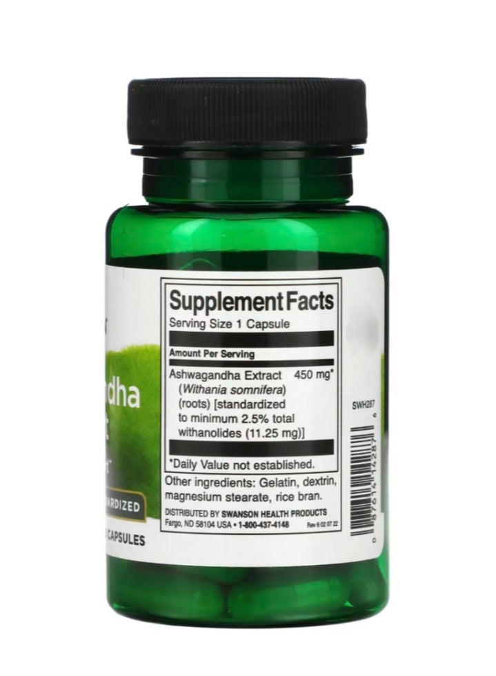 سوانسون مستخلص الأشواغاندا القياسي 450 مجم 60 كبسولة - Image 2