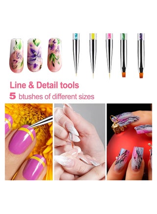 5-Piece Double Ended Manicure Nail Art Dotting Pen Liner Brush - view 3