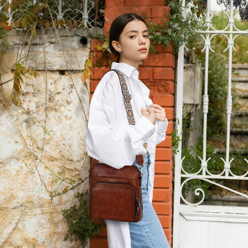 Iswee Leather Crossbody Bags Shoulder Bag for Women Purses and Handbags Genuine Leather Purses for Women Hobo Pocketbooks (Coffee) - Image 2