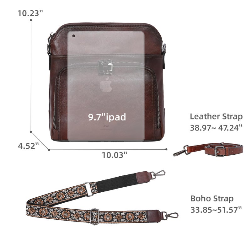 Iswee Leather Crossbody Bags Shoulder Bag for Women Purses and Handbags Genuine Leather Purses for Women Hobo Pocketbooks (Coffee) - Image 4