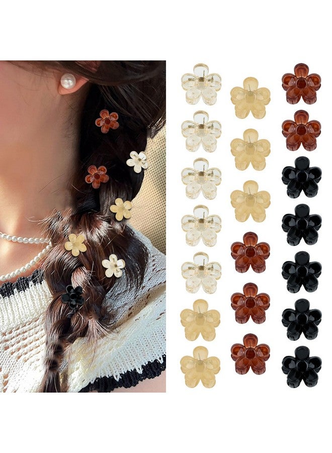 ANBALA 20 Pcs Mini Hair Clips For Women Flower Claw Clips For Girls Cute Clips For Thin Thick Curly Hair Black Brown Clear Hair Clips - Image 1