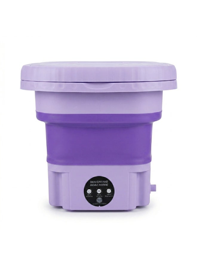 Foldable Mini Washing Machine 12L Portable Compact Washer with Waterproof Touch Panel Carry Handle and Easy Drain Design- Mauve - Image 2