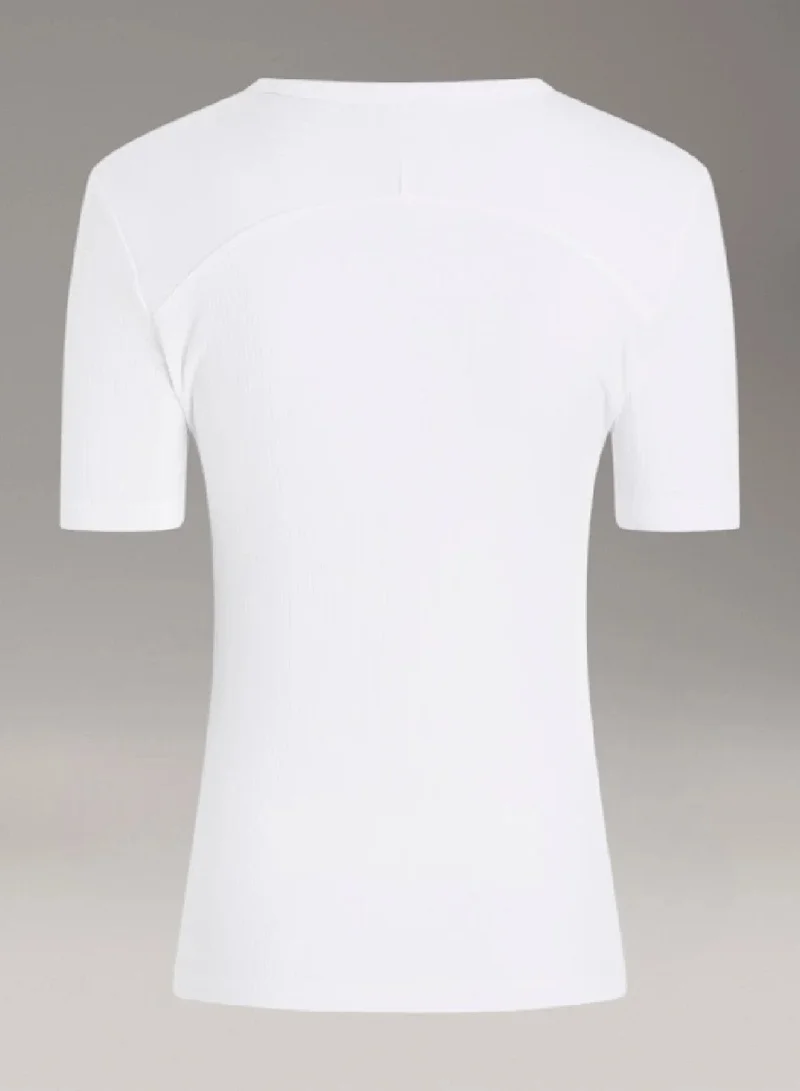 CALVIN KLEIN Bright White Ribbed T-shirt for Women | Best Price UAE