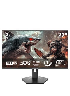 SHARX Gaming Monitor 27" (27F120I),  120Hz Refresh Rate, 1ms (MPRT) Response Time, Flat IPS, FHD, 2.1HDMI, Fixed Stand, 2W Speaker, Free Sync, G-Sync Compatible.