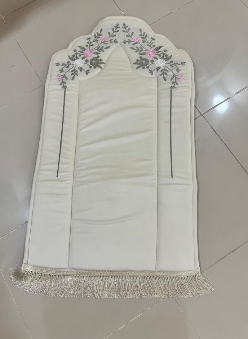 Embroidered Sponge Prayer Rug - Beige