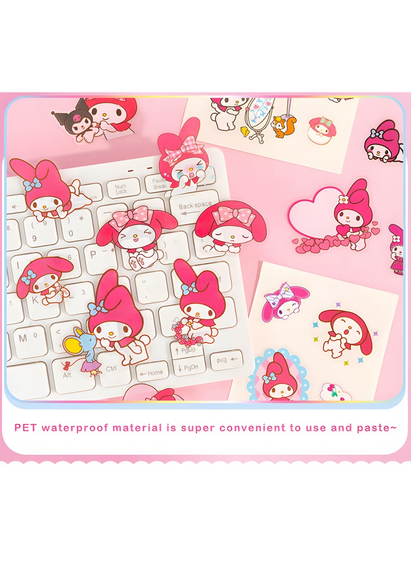Sanrio - Anime Girl Stickers, 100 Sheets Melody Stickers Kit, Cartoon Aesthetic Decorative Sticker Set, Ideal for Scrapbooking, Journaling, Laptops and Room Decoration for Kids - Image 1