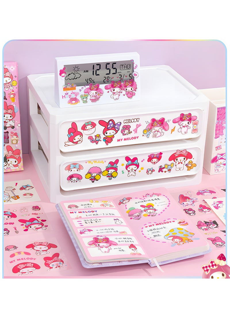 Sanrio - Anime Girl Stickers, 100 Sheets Melody Stickers Kit, Cartoon Aesthetic Decorative Sticker Set, Ideal for Scrapbooking, Journaling, Laptops and Room Decoration for Kids - Image 1