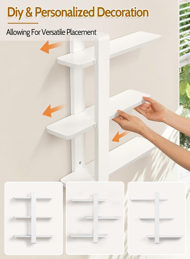SUMGAR White Floating Shelves for Wall Mounted Shelving Unit All Pine Wood 3 Tier Large Shelf for Bedroom Living Room Office Bathroom Home Decoration Storage Plant Photo Display Modern 20in - Image 3