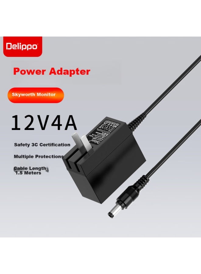 Delippo 12v 4a 3.5a Universal Industrial Camera, Hard Drive Enclosure, Small Appliances, Mini Washing Machine, Water Dispenser, Purifier, Charger, Massage Device, Beauty Instrument Power Cord - Image 1