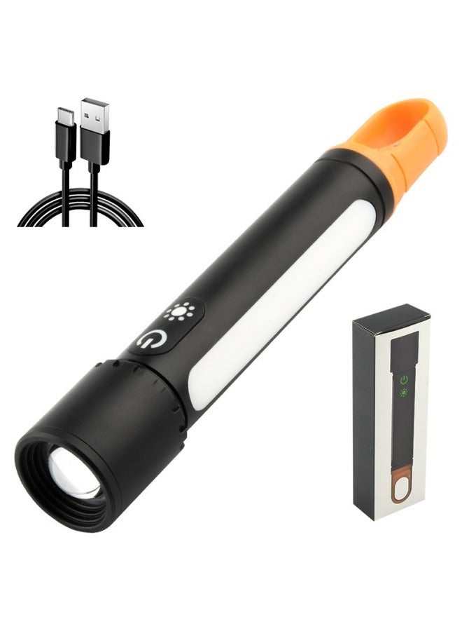 LED White Laser With Side Light Type-C Rechargeable Multifunctional Camping Aluminum Alloy Telescopic Zoom Mini Flashlight-Color:X725 White Laser  - Image 1