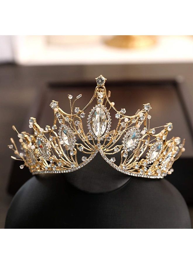 Cocide تاج ذهبى للنساء تاج باروك الملكة وتاج للفتيات إكسسوارات شعر كريستالية لتاج حورية البحر للأميرة لحفلات الزفاف وأعياد الميلاد وصديقات العروس وأزياء الهالوين وكوسبلاي - Image 1