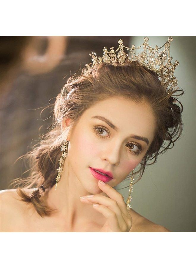 Cocide تاج ذهبى للنساء تاج باروك الملكة وتاج للفتيات إكسسوارات شعر كريستالية لتاج حورية البحر للأميرة لحفلات الزفاف وأعياد الميلاد وصديقات العروس وأزياء الهالوين وكوسبلاي - Image 3