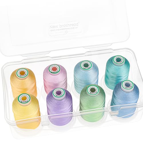 New brothread  20 Options  8 Snap Spools of 1000m Each Polyester Embroidery Machine Thread with Clear Plastic Storage Box for Embroidery  Quilting  Pastel Color