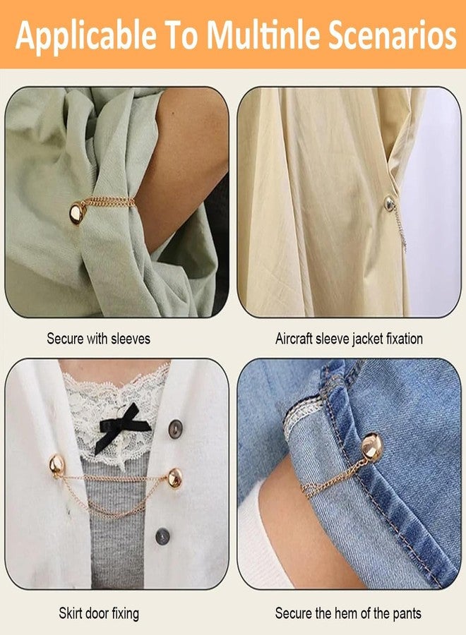 TREXEE 4Pcs Magnetic Clothing Clip, Metal Pinless Brooch Clothes Hijab Magnets Chain, Magnetic Cuff Holder, Multi-Purpose Pant Buttons Clips for Shirts, Blazer, Trousers (4 Colors) - Image 5