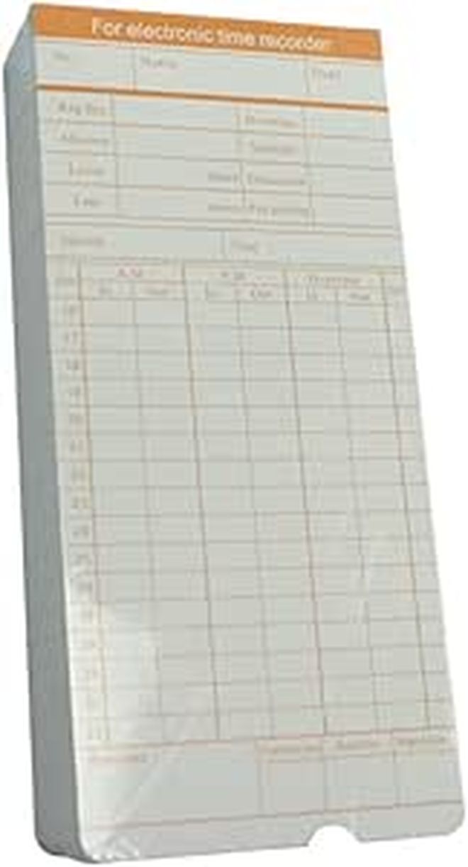 100 Attendance Record Cards Simple Design for Office Timecards - Image 1