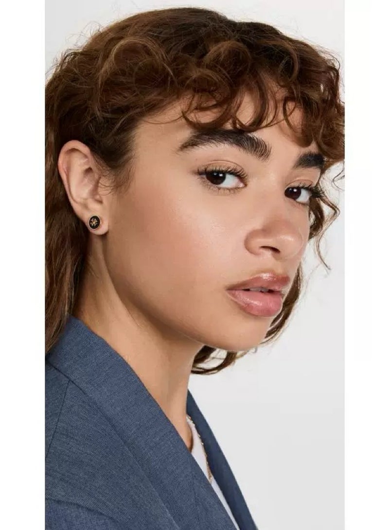 Burch TB enamel black round earrings - Image 2