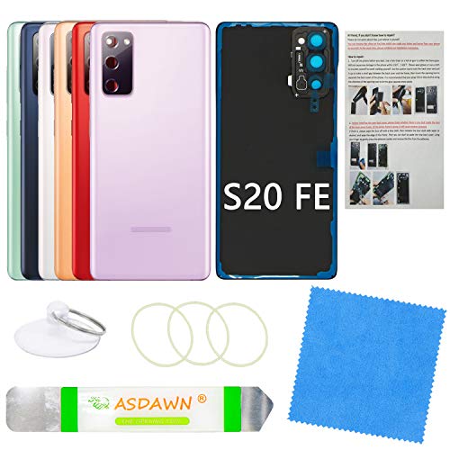 ASDAWN Galaxy S20 FE Back Glass Cover Replacement with Pre-Installed Camera Lens + Tool Kit for Samsung Galaxy S20 FE 5G SM-G780 SM-G781 All Carriers (Cloud Lavender) - Image 1
