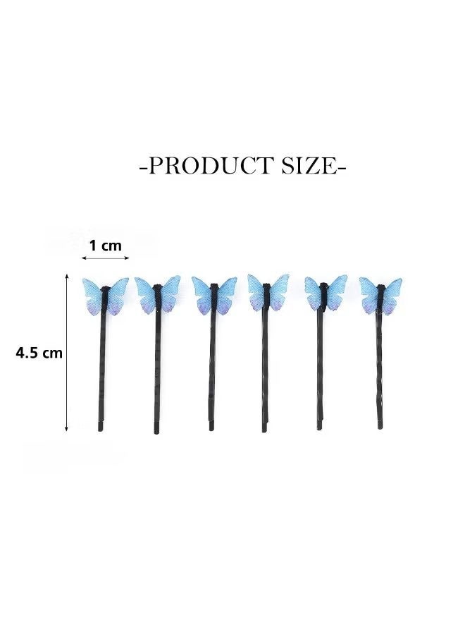 YJ 8Pcs Blue Butterfly Hair Clips, Bridal Wedding Party Hair Pins, Decorative Bobby Pins for Women and Girls, Elegant Hair Accessories for Weddings, Proms and Parties (Blue) - Image 2