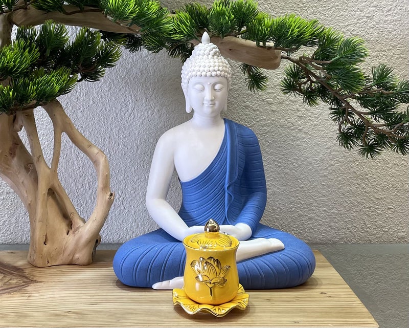 Houlu 1Pc Ceramic Altar Cup  Holy Water Offering Cup  Tibetan Buddhist Worship Cup - Yellow - Image 5